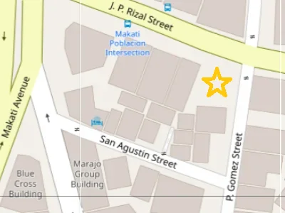 Map showing Makati Avenue Lumber at P. Gomez St. cor. J.P. Rizal St., Brgy. Poblacion, Makati City